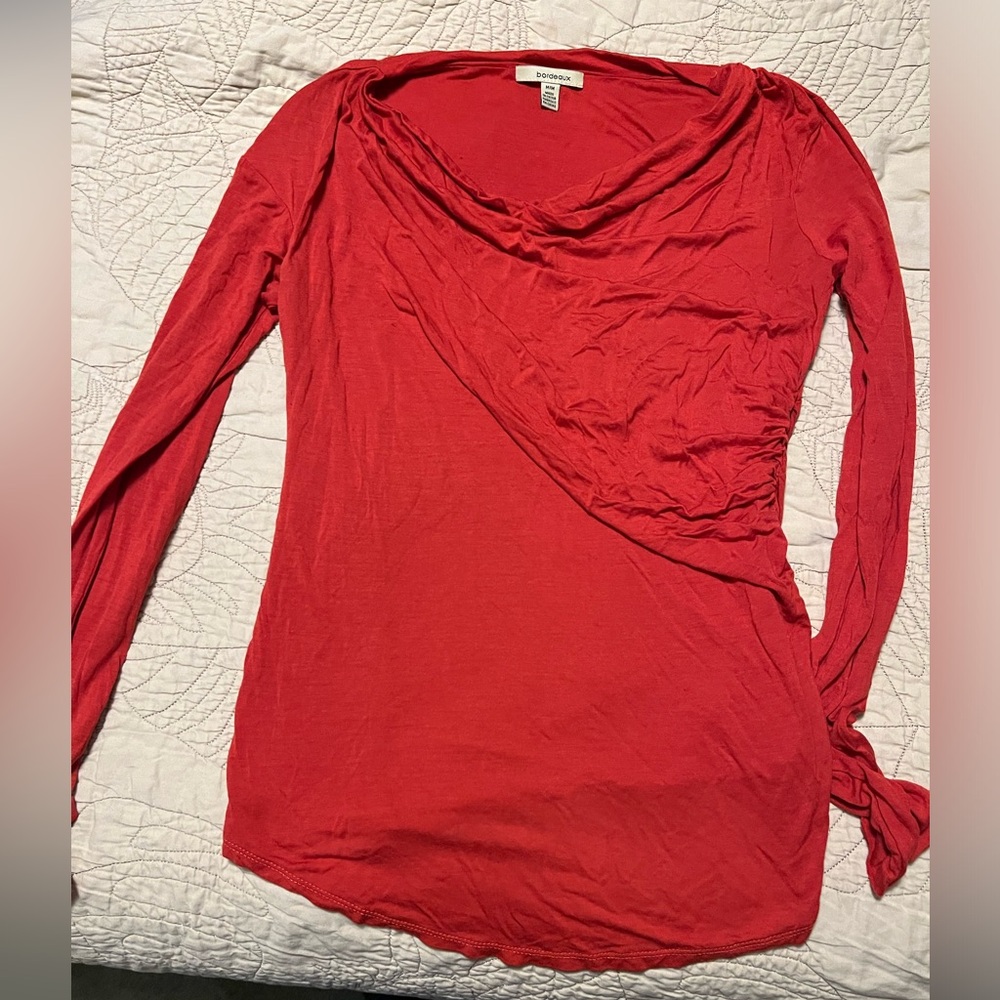 Anthropologie Bordeaux label knit orange top